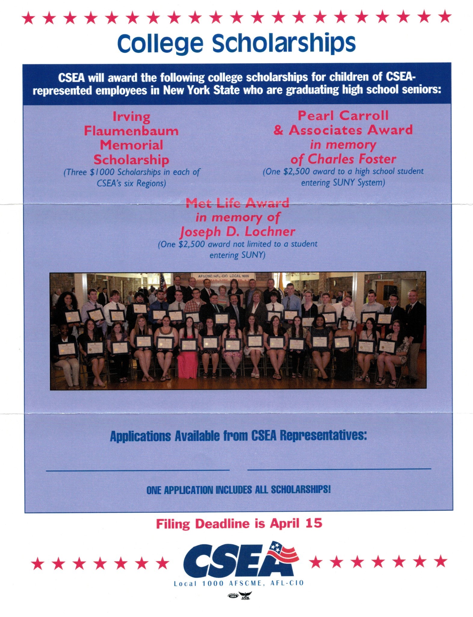 CSEA Scholarships – Application Deadline April 15th CSEA Scholarships – Application Deadline April 15th
